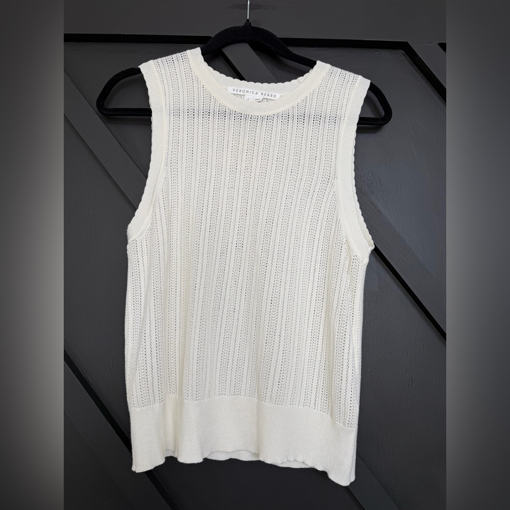 Veronica Beard The Heti Knit Tank in Ivory, Size Small - Picture 2 of 6